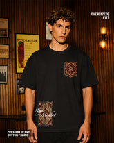 Vintage Rug Patch Graphic Oversized Black T-Shirt