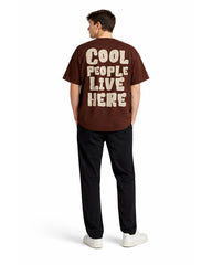 Cool People Live Here Oversized T-Shirt – Brown