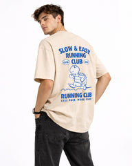 Slow & Easy Running Club Oversized T-Shirt – Beige