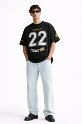 Classic Varsity “22Youngster Core” Oversized Black T-Shirt