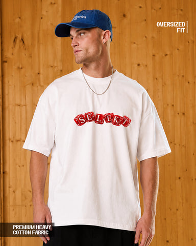 Selekt” Minimal Graphic Oversized White T-Shirt