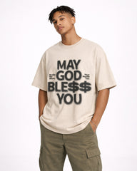 May God Bless You Oversized T-Shirt – Beige
