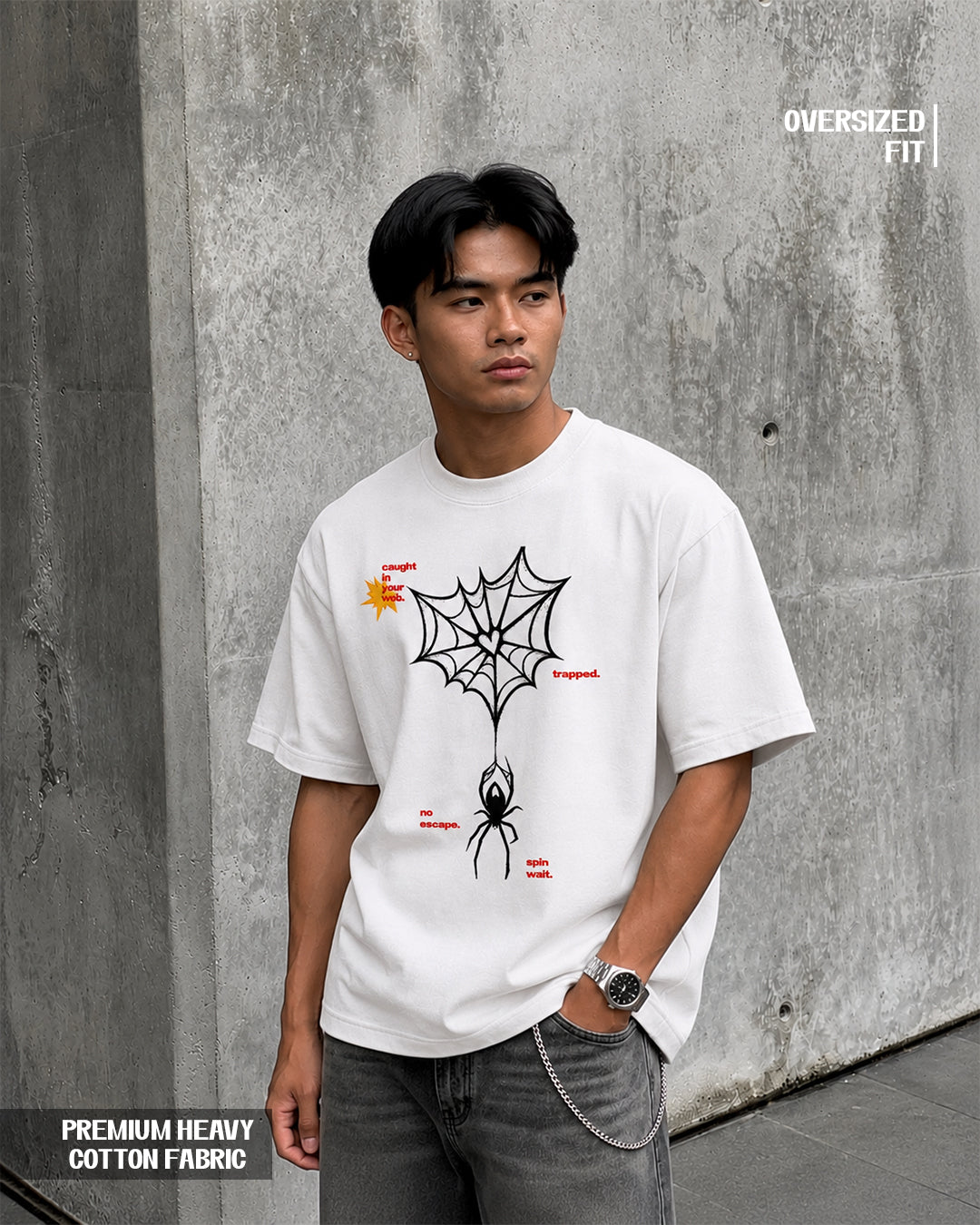 Trapped Spider Web Regular T-Shirt - Classic White