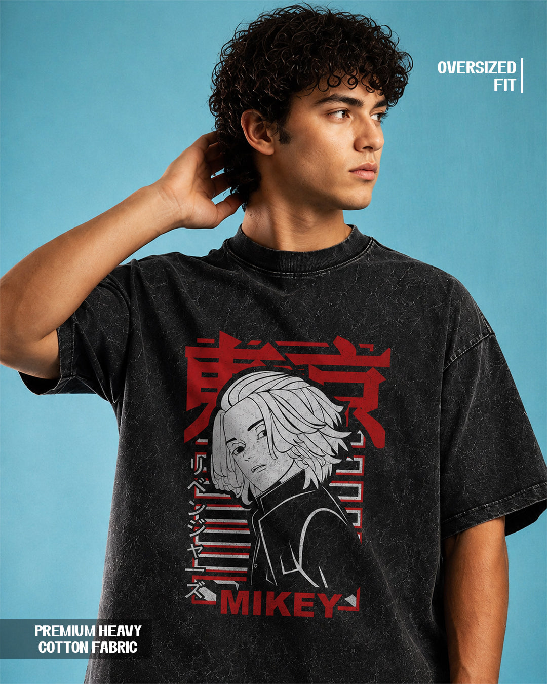 Tokyo Revengers Mikey Acid Wash Oversized T-Shirt – Premium Heavyweight Cotton