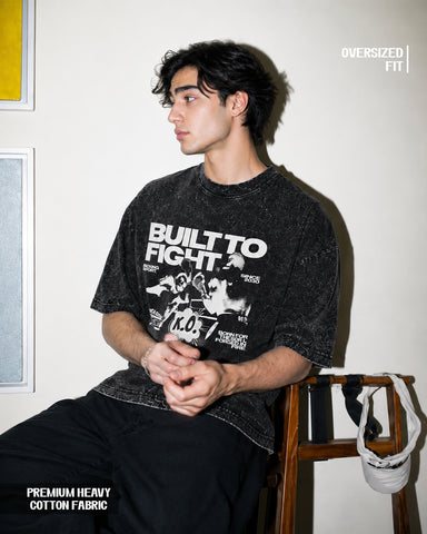 Built to Fight Acid Wash Oversized T-Shirt – Premium Heavyweight Cotton