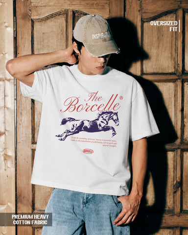 The Borcelle Vintage Horse Graphic Regular T-Shirt - Classic White