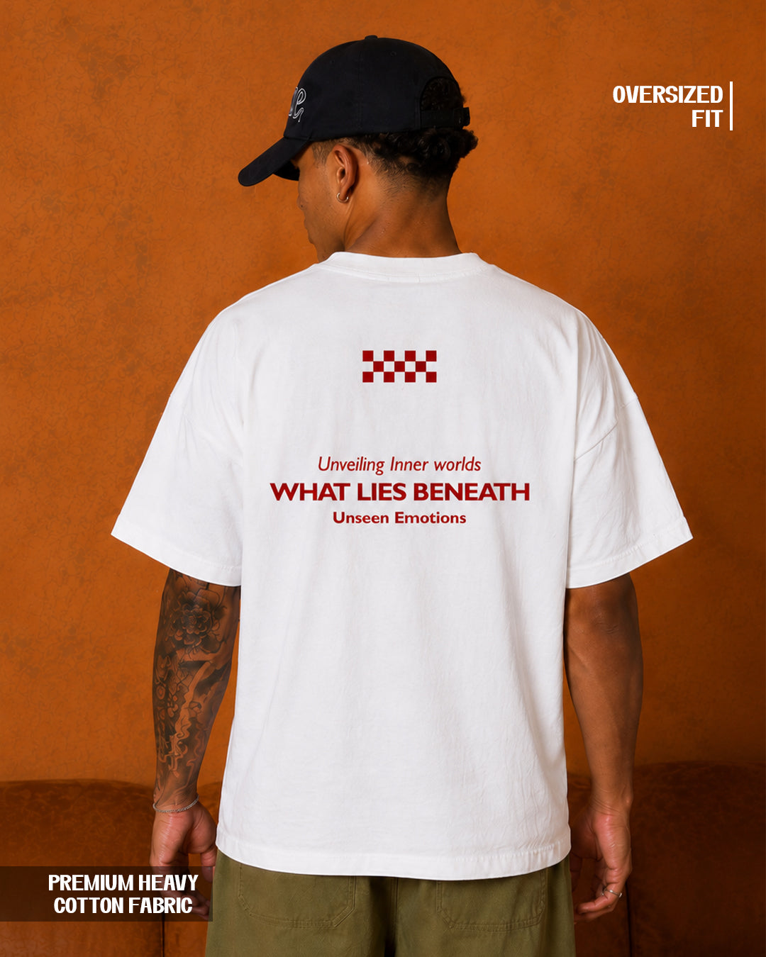 What Lies Beneath Oversized Heavyweight Cotton T-Shirt – Back Graphic | Unisex