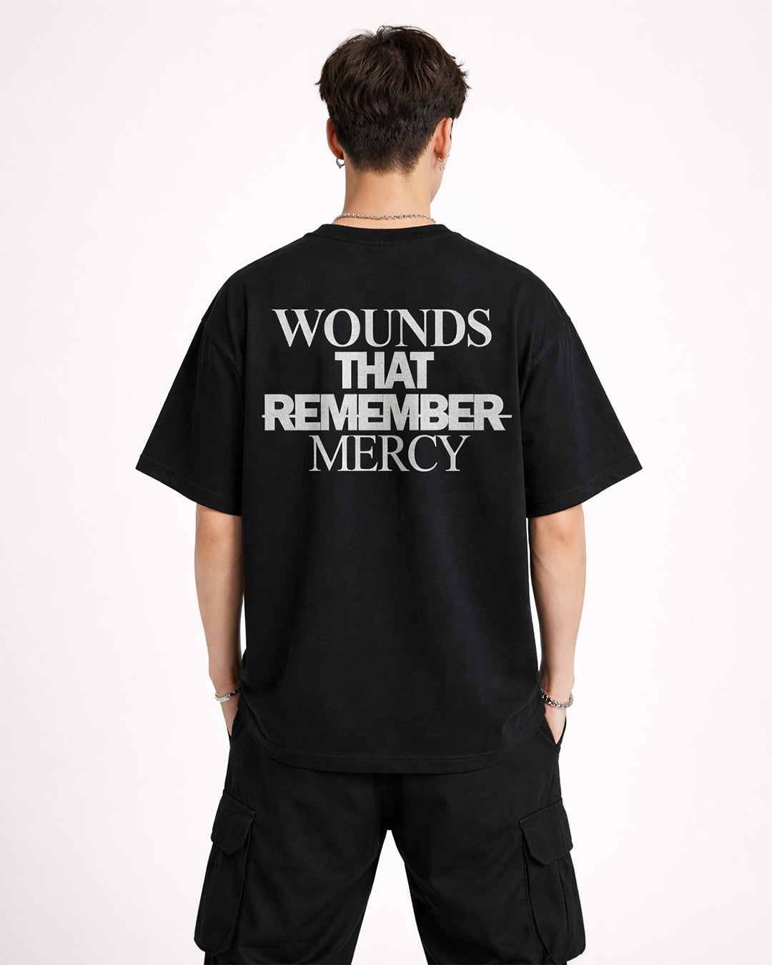 Wounds That Remember Mercy Oversized T-Shirt – Black