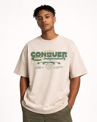 Conquer Independently Oversized T-Shirt – Beige