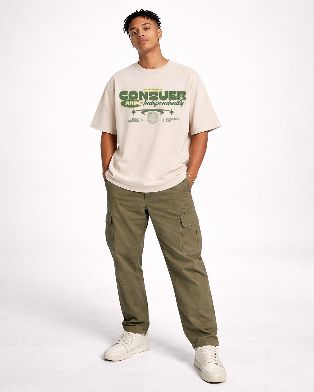 Conquer Independently Oversized T-Shirt – Beige