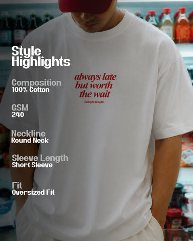 Midnight Thoughts Typography Regular T-Shirt - Classic White