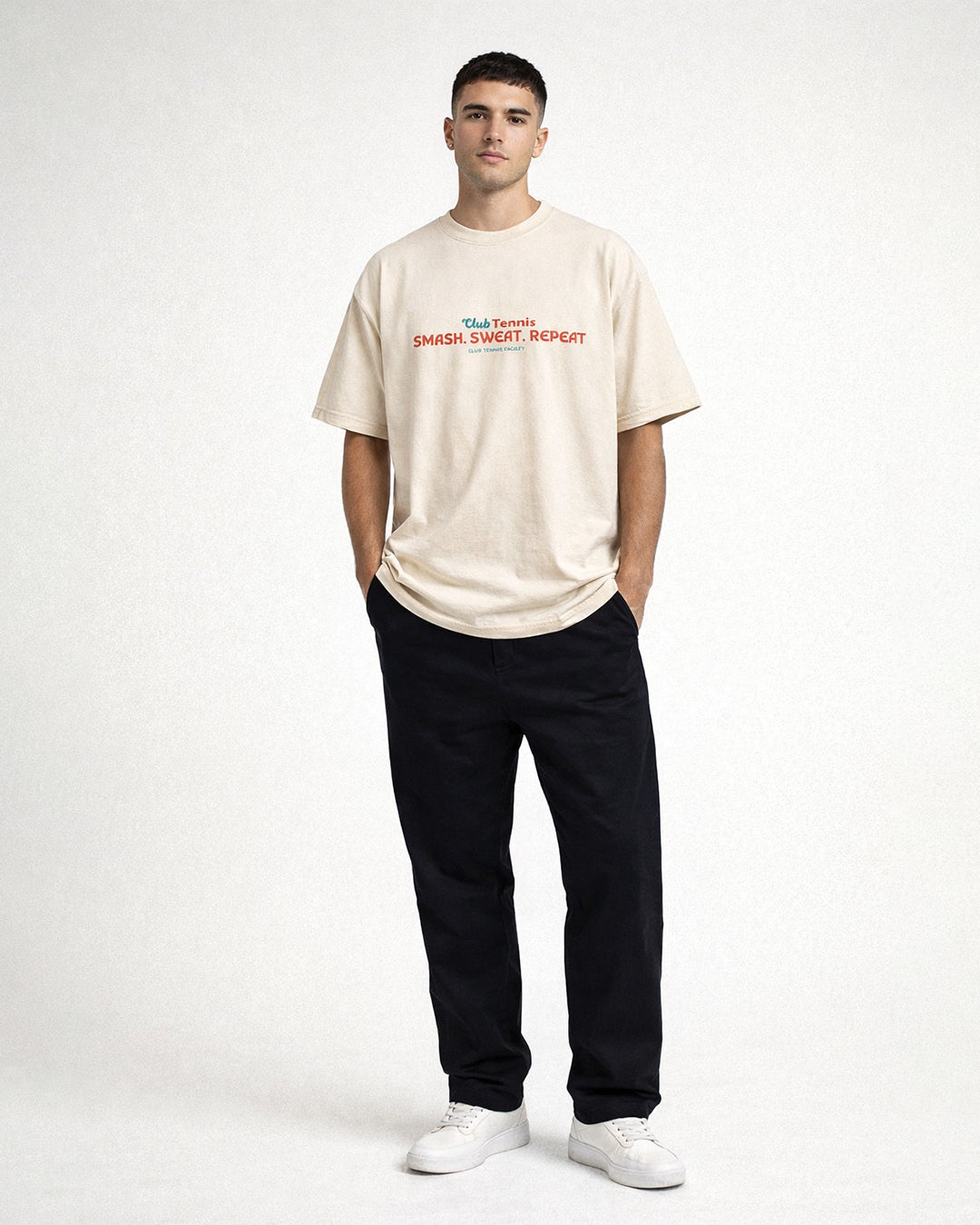 Smash. Sweat. Repeat. Oversized T-Shirt – Off White