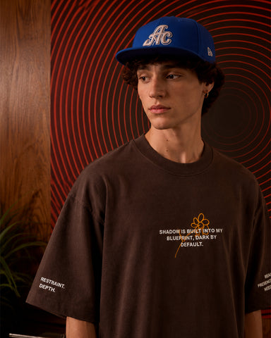 Minimal Script Graphic Oversized Brown T-Shirt