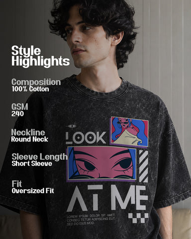 Look At Me Acid Wash Oversized T-Shirt – Premium Heavyweight Cotton
