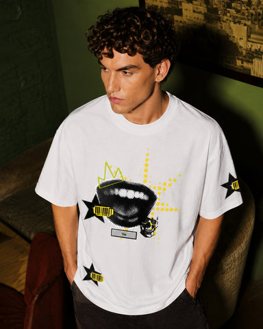 Abstract Graphic Streetwear Oversized White T-Shirt