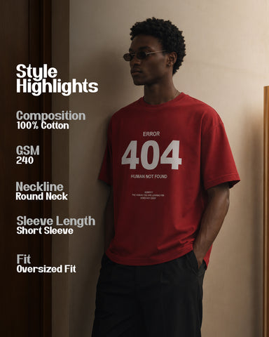 Error 404: Human Not Found Oversized Heavyweight Cotton T-Shirt – Graphic Print | Unisex