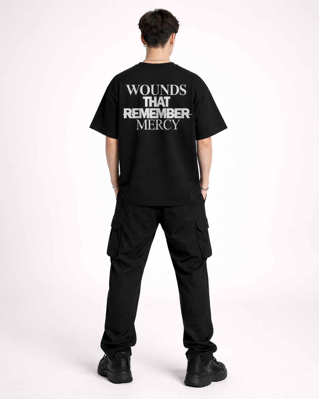 Wounds That Remember Mercy Oversized T-Shirt – Black