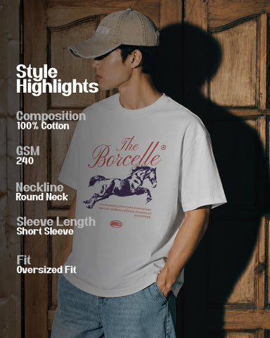 The Borcelle Vintage Horse Graphic Regular T-Shirt - Classic White