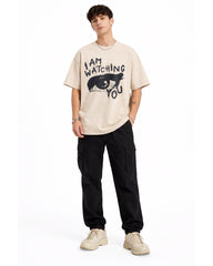 I Am Watching You Oversized T-Shirt – Beige