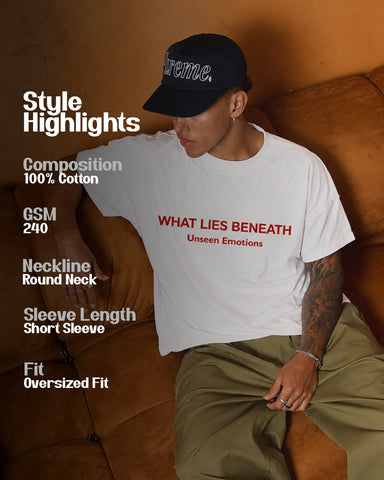 What Lies Beneath Oversized Heavyweight Cotton T-Shirt – Back Graphic | Unisex