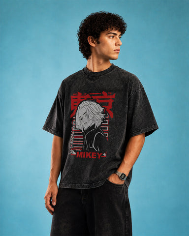 Tokyo Revengers Mikey Acid Wash Oversized T-Shirt – Premium Heavyweight Cotton