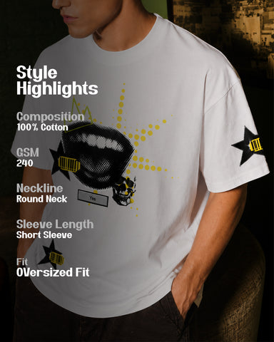 Abstract Graphic Streetwear Oversized White T-Shirt