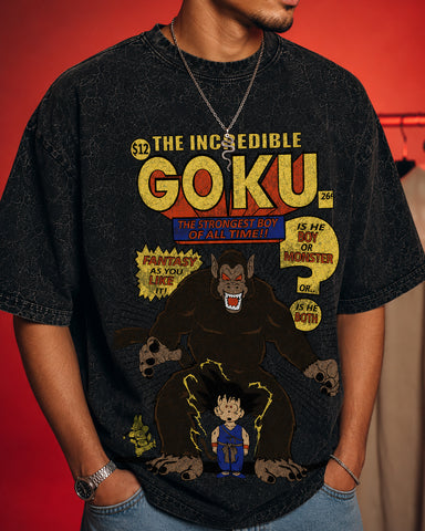 The Incredible Goku Oversized Heavyweight Cotton Graphic T-Shirt – Anime Edition | Unisex