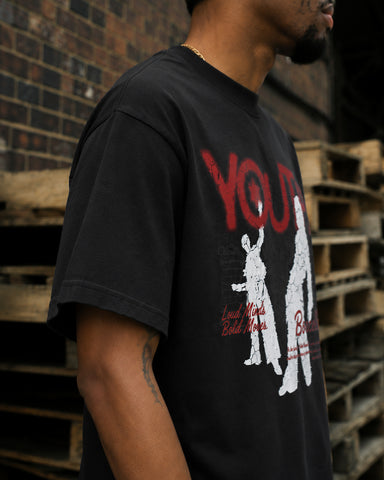 Youth Oversized Heavyweight Cotton Graphic T-Shirt – Black | Unisex