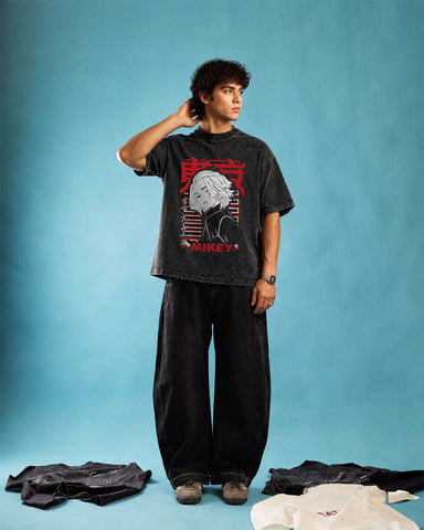 Tokyo Revengers Mikey Acid Wash Oversized T-Shirt – Premium Heavyweight Cotton