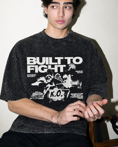 Built to Fight Acid Wash Oversized T-Shirt – Premium Heavyweight Cotton