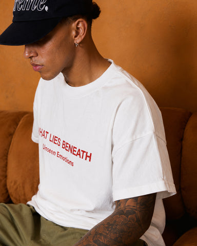 What Lies Beneath Oversized Heavyweight Cotton T-Shirt – Back Graphic | Unisex