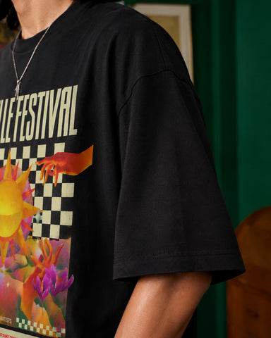 Festival Vibes Heavy Cotton Graphic Tee - Classic Black