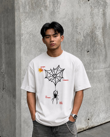 Trapped Spider Web Regular T-Shirt - Classic White