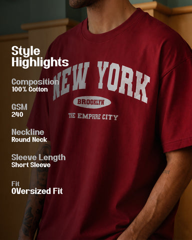 New York Brooklyn” Oversized Graphic T-Shirt