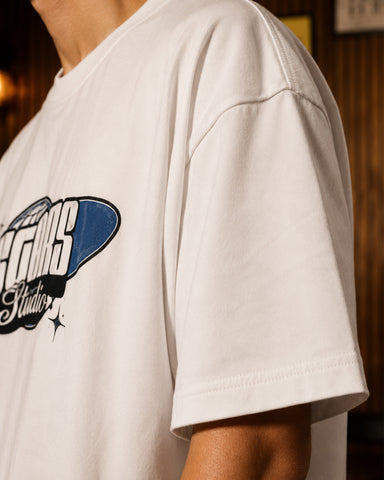 Stars Studios Vintage Graphic Oversized T-Shirt - Classic WHITE