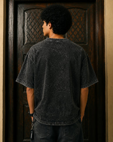 Vampire Graphic Acid Wash Oversized T-Shirt – Premium Heavyweight Cotton