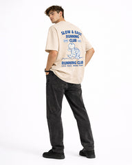 Slow & Easy Running Club Oversized T-Shirt – Beige