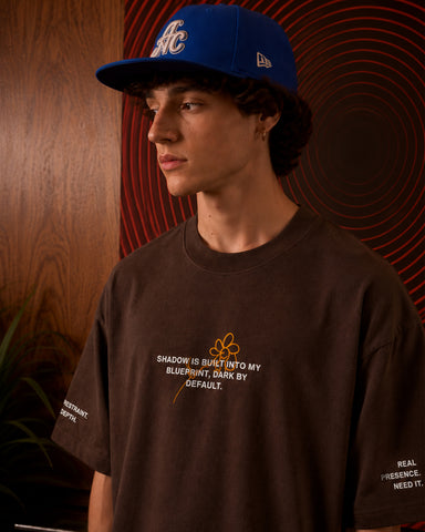 Minimal Script Graphic Oversized Brown T-Shirt