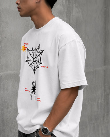 Trapped Spider Web Regular T-Shirt - Classic White