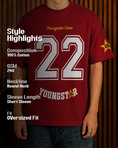 Retro Varsity “22Youngster Core” Oversized T-Shirt