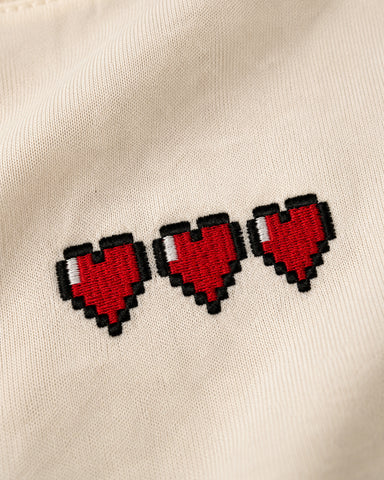 Pixel Hearts Embroidered Oversized T-Shirt – Off White
