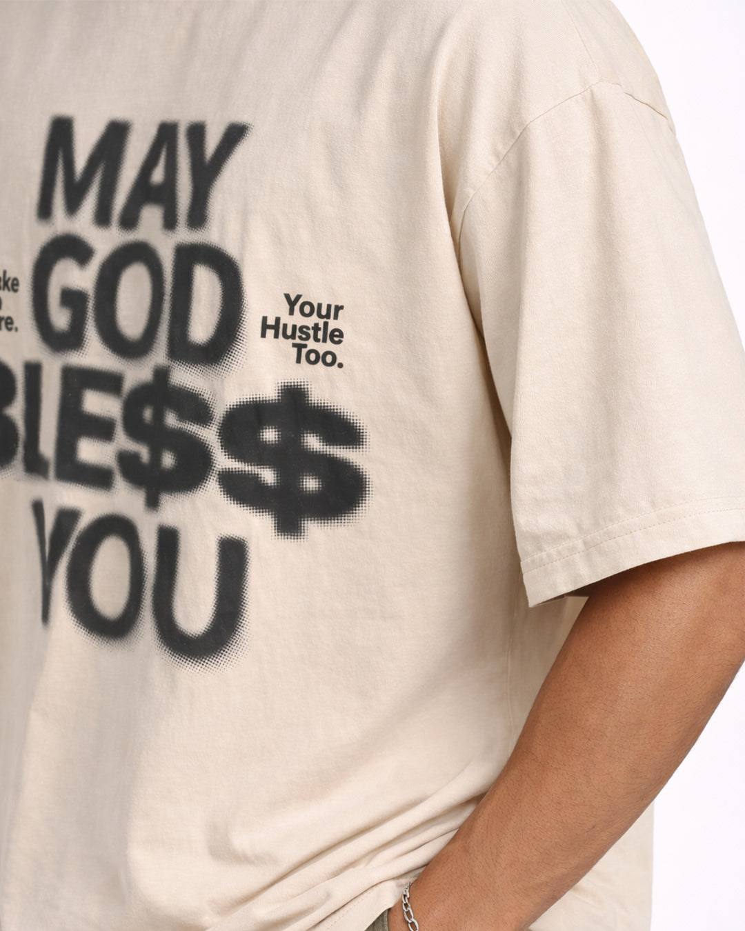 May God Bless You Oversized T-Shirt – Beige
