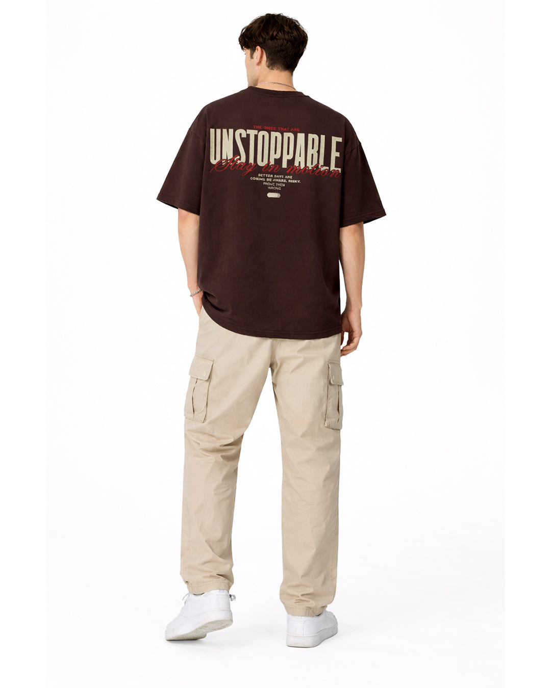 Unstoppable Back Print Oversized T-Shirt – Brown