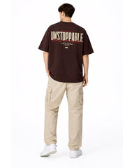 Unstoppable Back Print Oversized T-Shirt – Brown