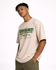 Conquer Independently Oversized T-Shirt – Beige