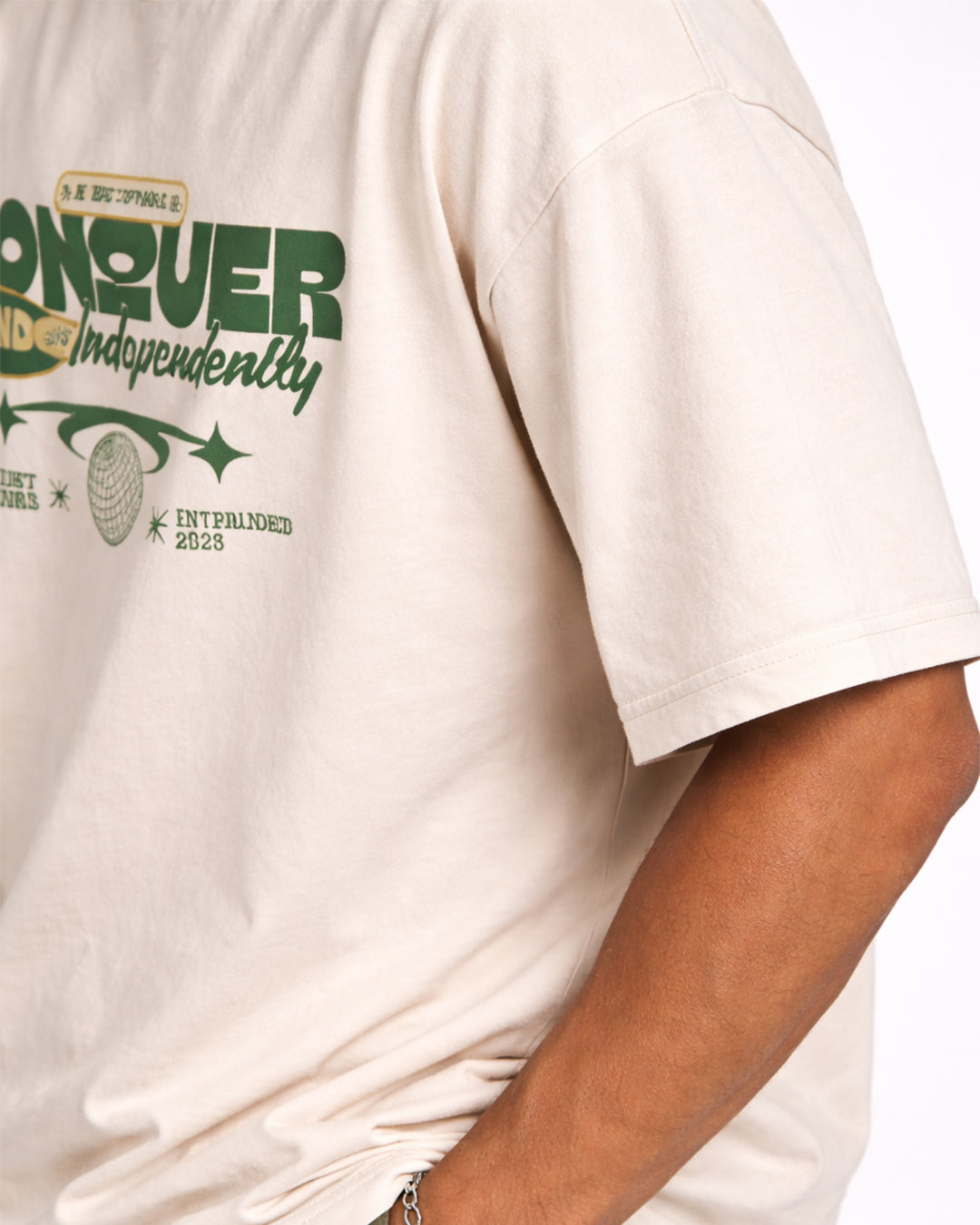 Conquer Independently Oversized T-Shirt – Beige