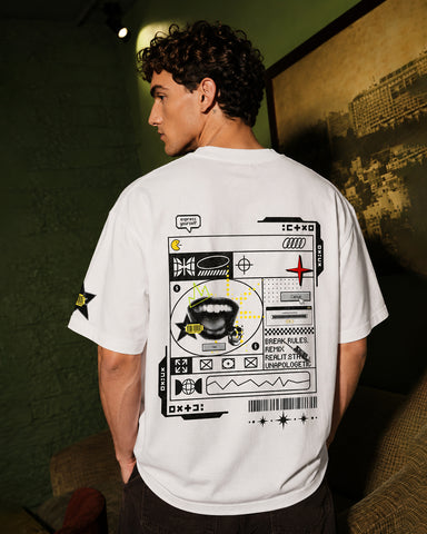 Abstract Graphic Streetwear Oversized White T-Shirt