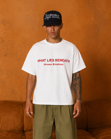 What Lies Beneath Oversized Heavyweight Cotton T-Shirt – Back Graphic | Unisex