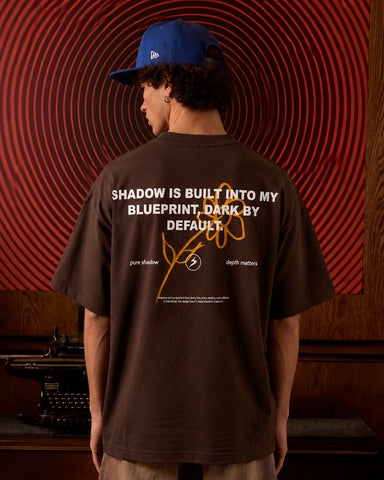 Minimal Script Graphic Oversized Brown T-Shirt