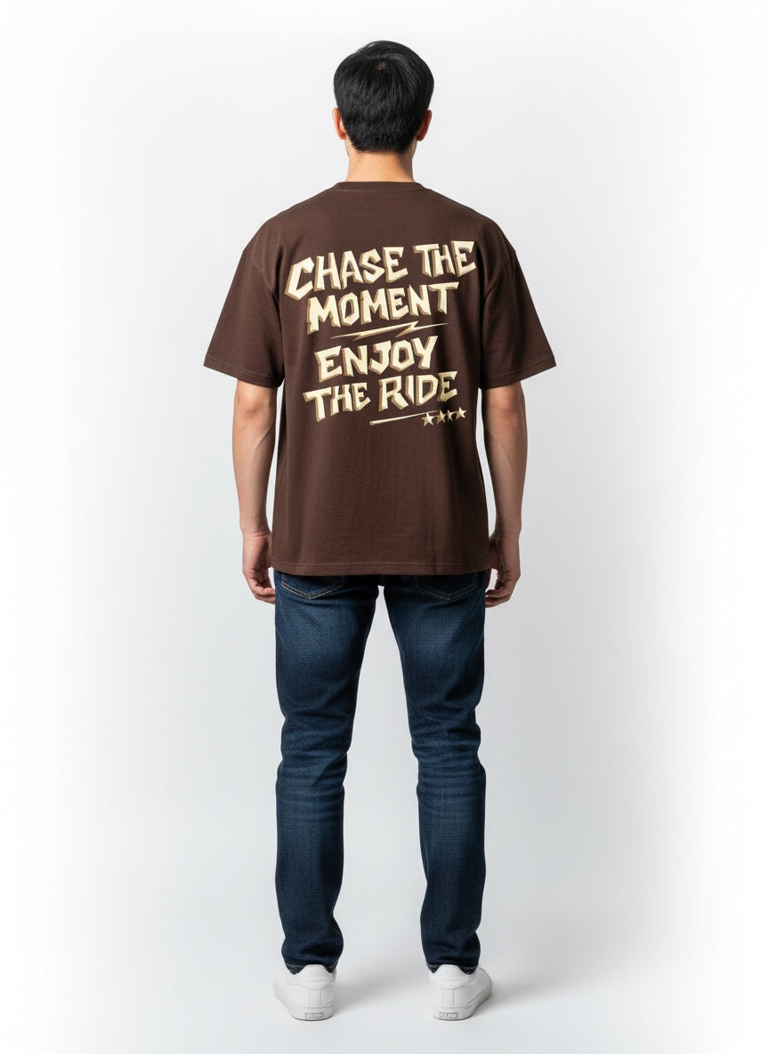 STAY COOL Oversized Street Tee - Vintage Brown Statement Graphic
